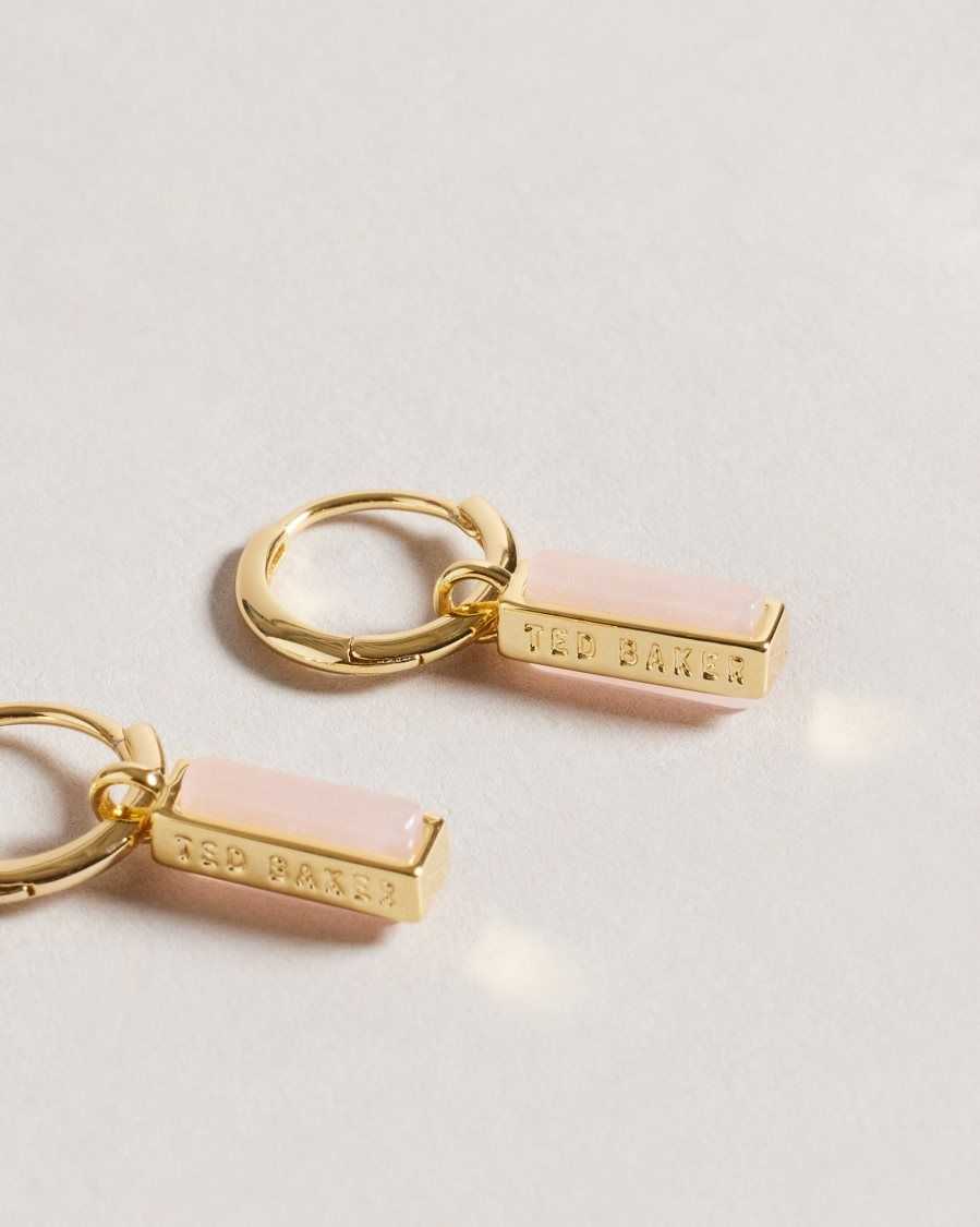 Ted Baker Gwennie Gem Bar Huggie Earrings Pale Pink | 9513067-YU