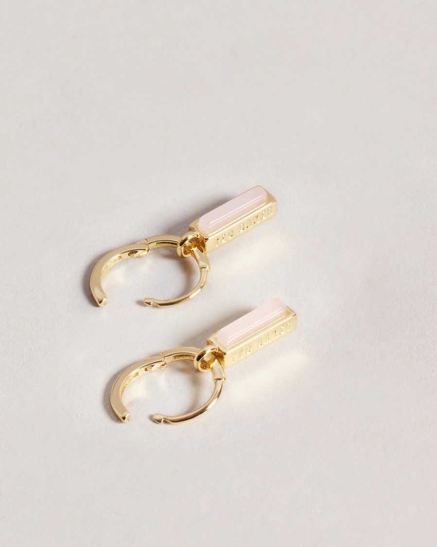 Ted Baker Gwennie Gem Bar Huggie Earrings Pale Pink | 9513067-YU