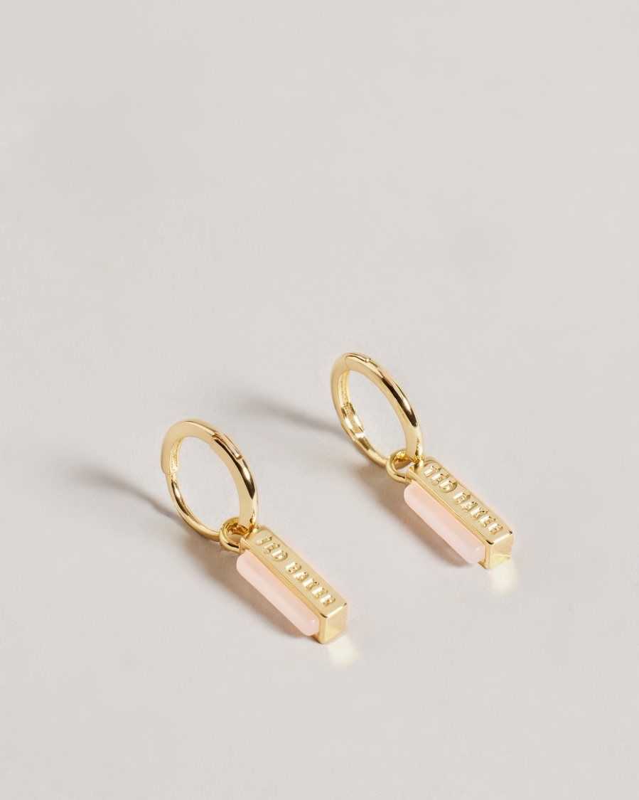 Ted Baker Gwennie Gem Bar Huggie Earrings Pale Pink | 9513067-YU