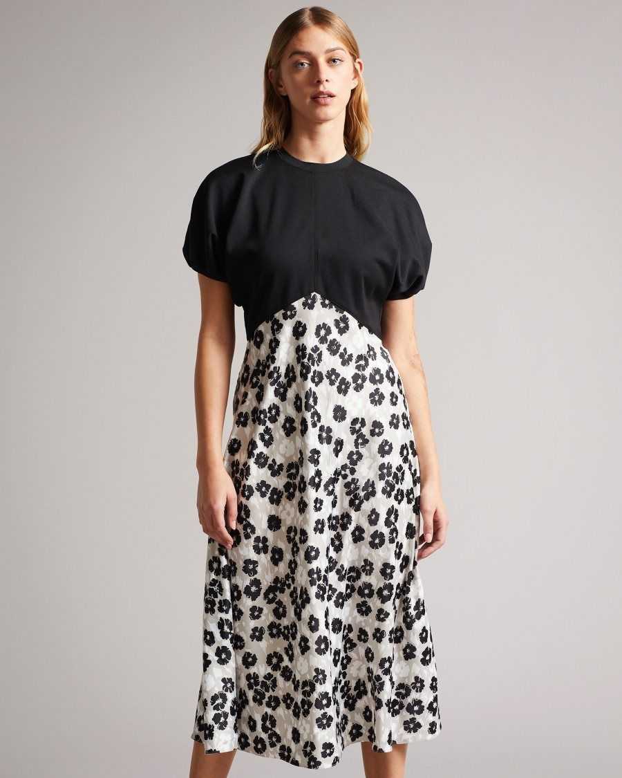 Ted Baker Gwiana Ponte Top With Midi Skirt Dress Black | 4521789-DK