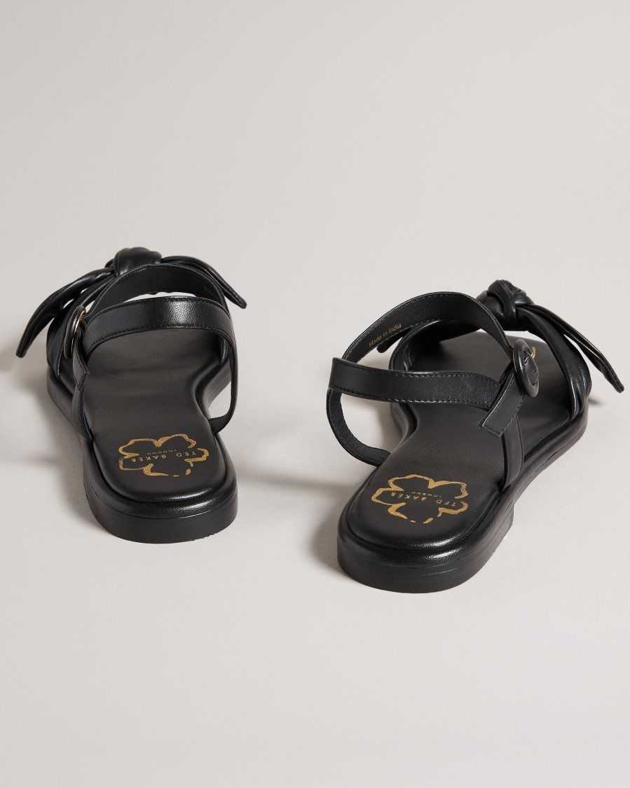 Ted Baker Halah Leather Bow Flat Sandal Black | 8152760-VE