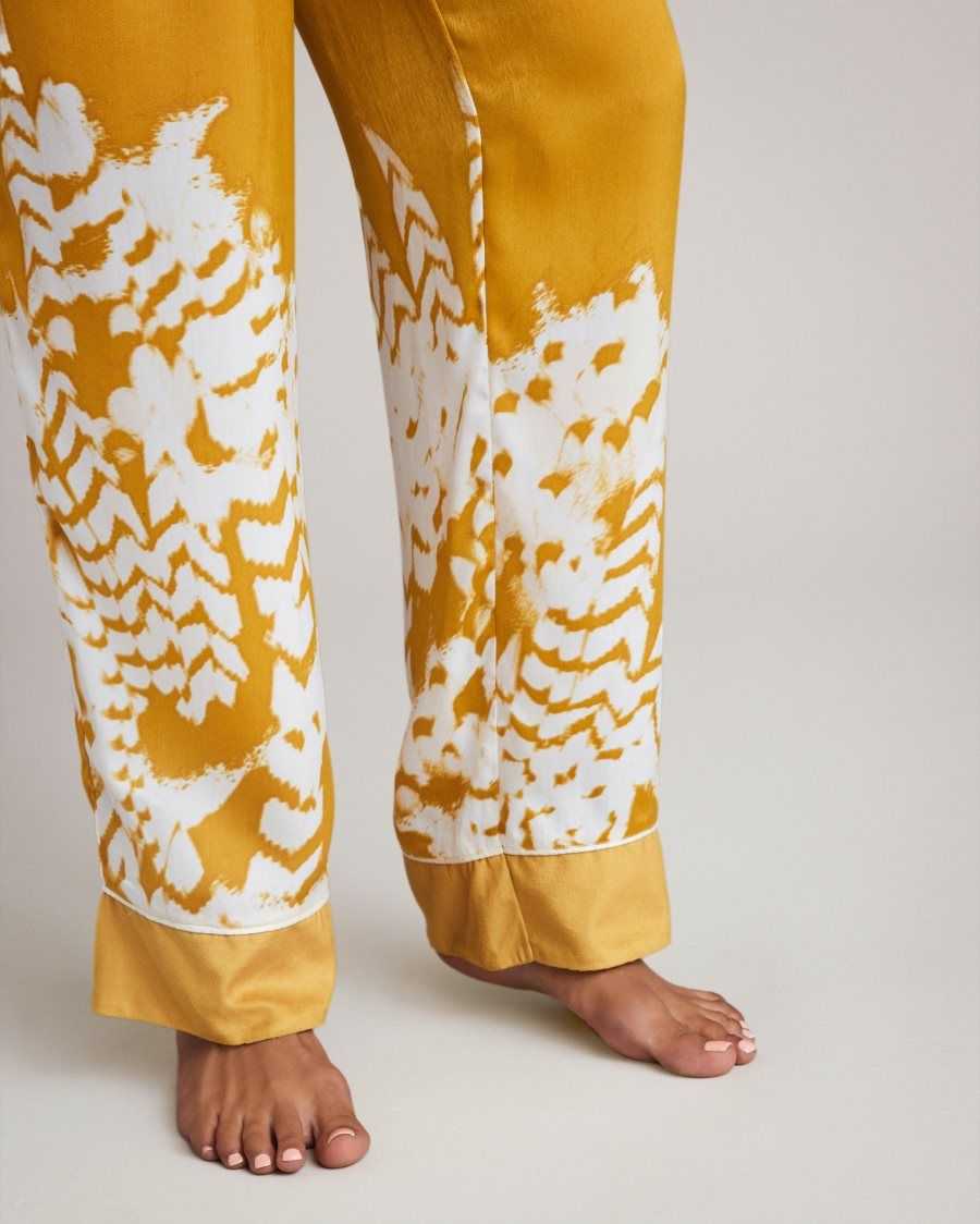 Ted Baker Haleih Belted Feather Print Pyjama Set Yellow | 8906127-TY