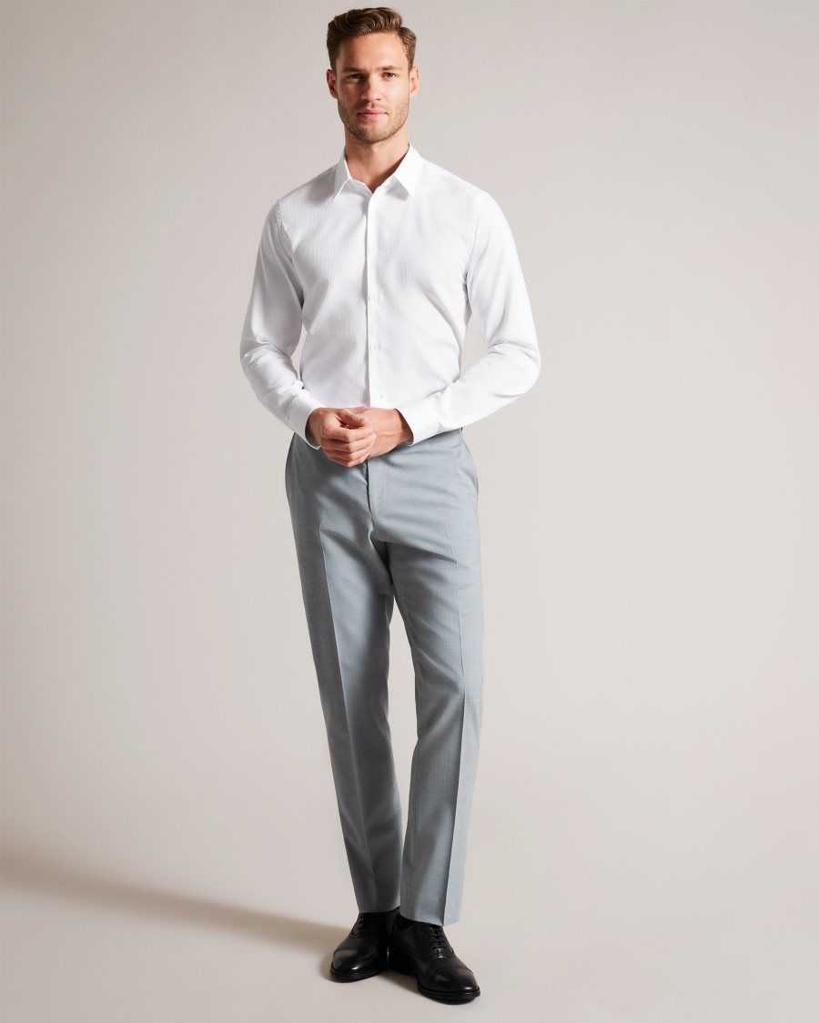 Ted Baker Haless Long Sleeve Textured Stripe Shirt White | 0958126-XE