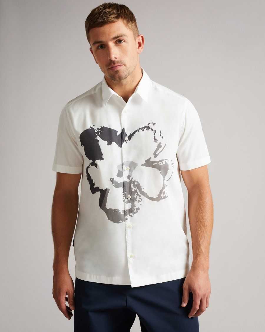 Ted Baker Hamlett Short Sleeve Floral Placement Print Shirt White | 1584936-QE