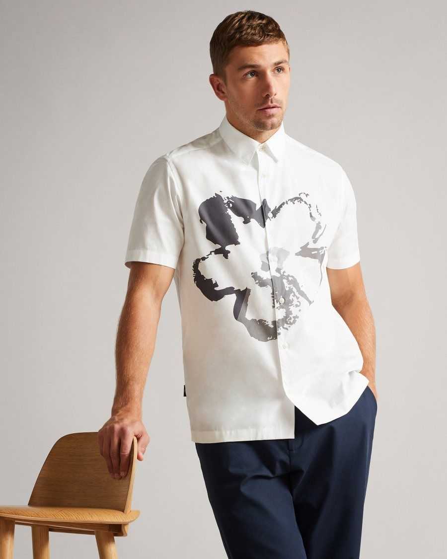 Ted Baker Hamlett Short Sleeve Floral Placement Print Shirt White | 1584936-QE