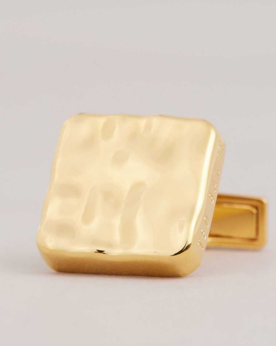 Ted Baker Hammrd Hammered Cufflinks Gold | 3469107-QN