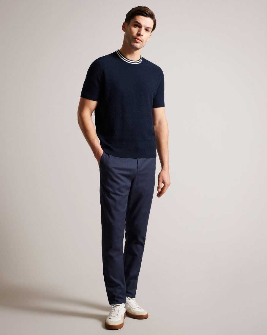 Ted Baker Hanam Short Sleeve T Stitched T-Shirt Navy | 3492510-NM