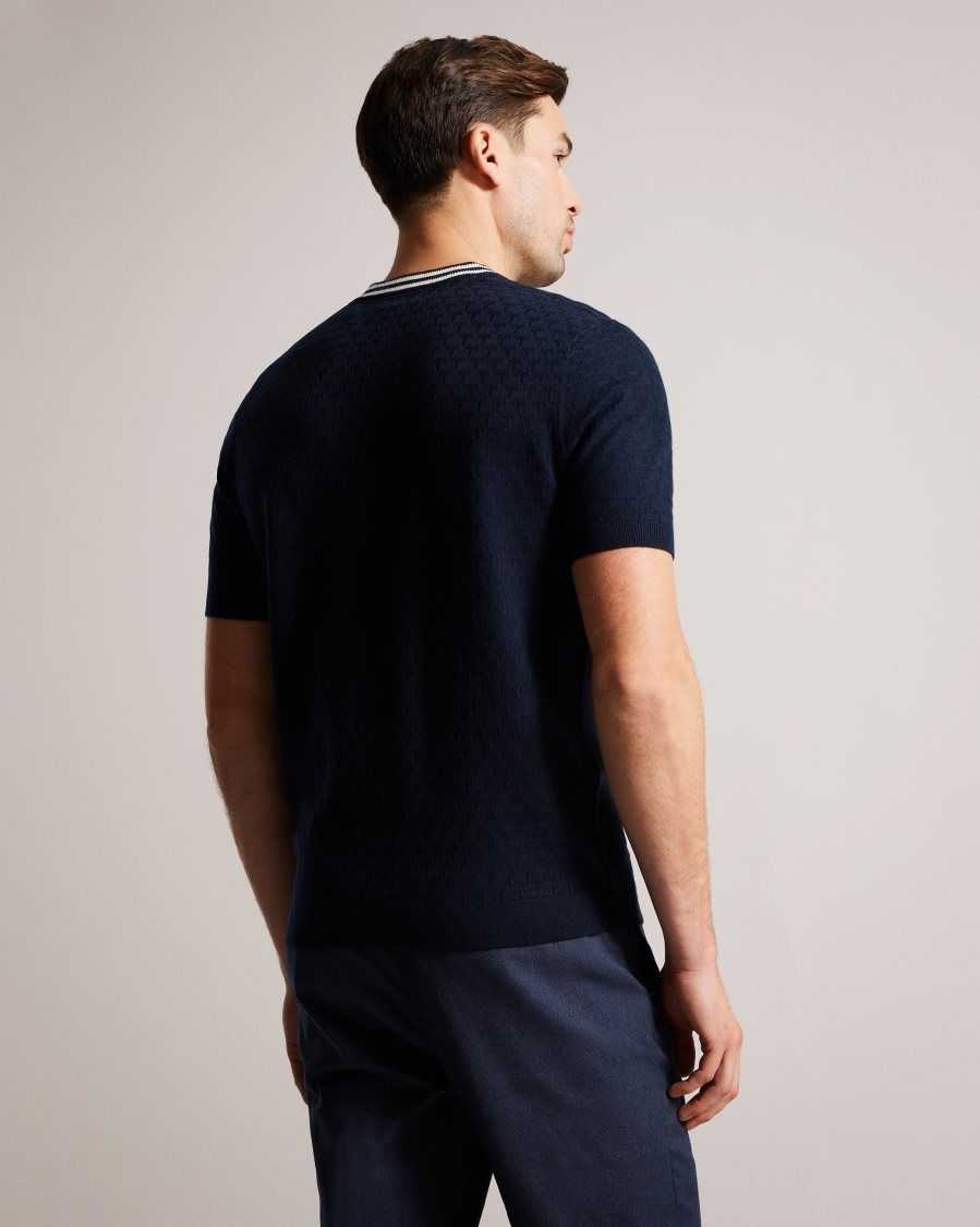 Ted Baker Hanam Short Sleeve T Stitched T-Shirt Navy | 3492510-NM