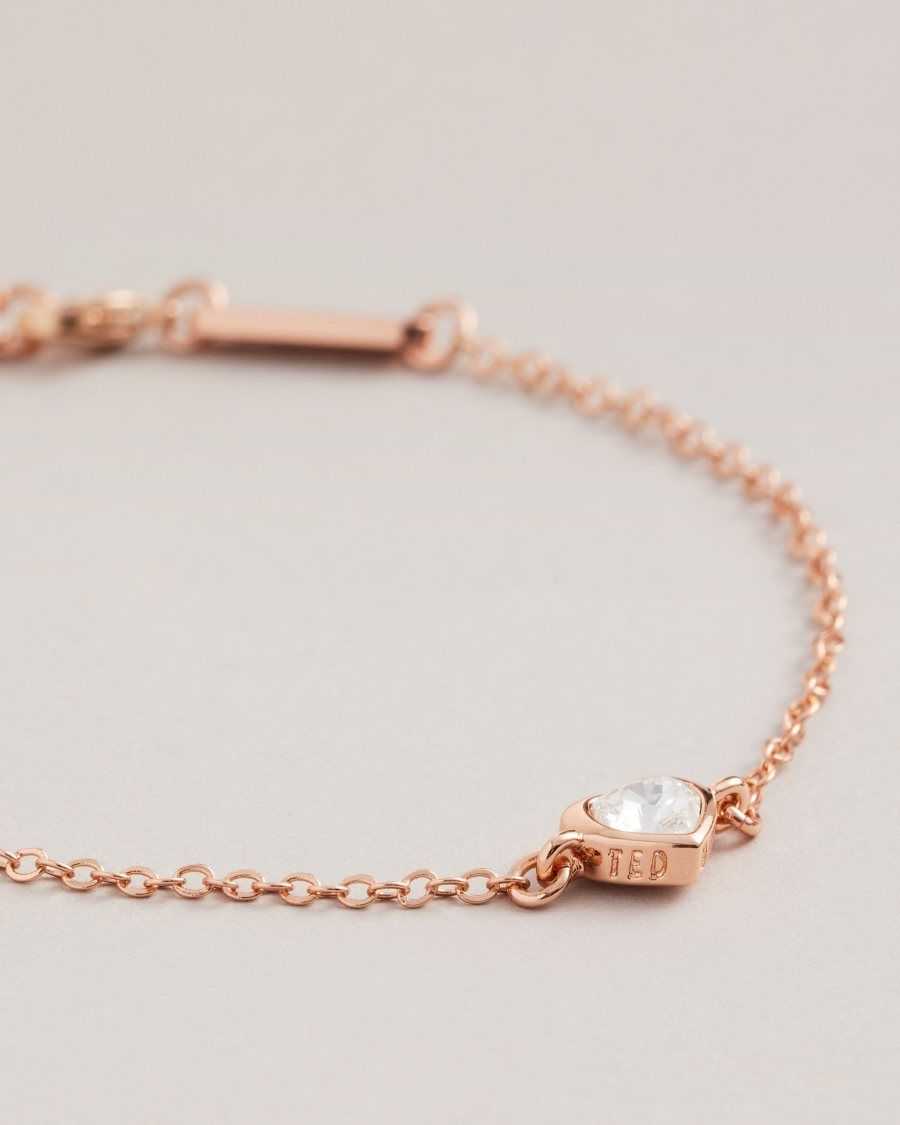 Ted Baker Hansaa Crystal Heart Bracelet Rose Gold Colour | 2543617-GQ