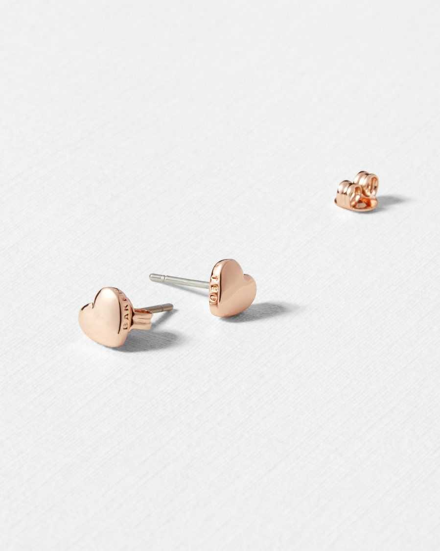 Ted Baker Harly Heart Stud Earrings Rose Gold Colour | 7965348-NE