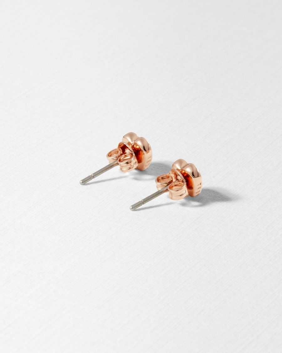 Ted Baker Harly Heart Stud Earrings Rose Gold Colour | 7965348-NE