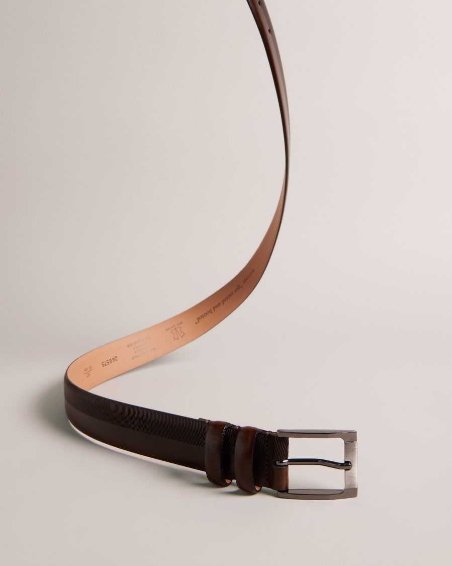 Ted Baker Harvii Etched Leather Belt Brown-Chocolate | 7264913-IO