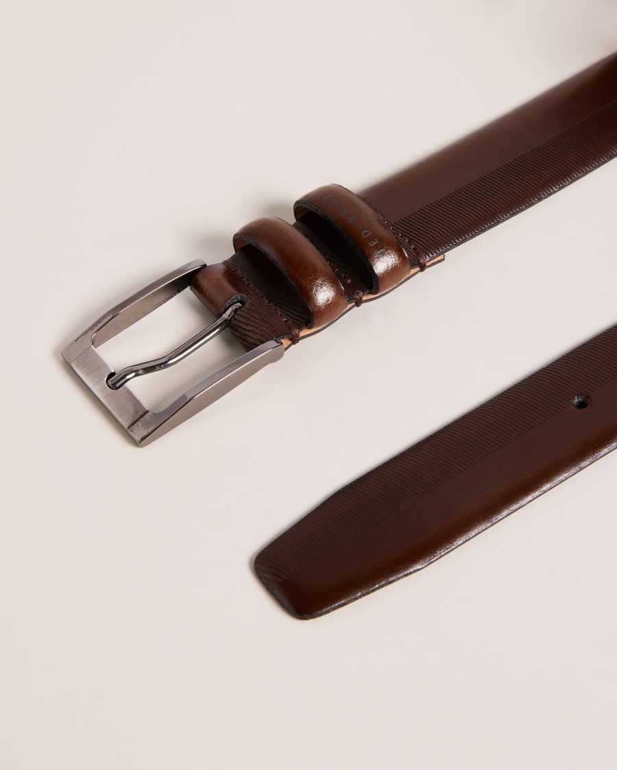 Ted Baker Harvii Etched Leather Belt Brown-Chocolate | 7264913-IO