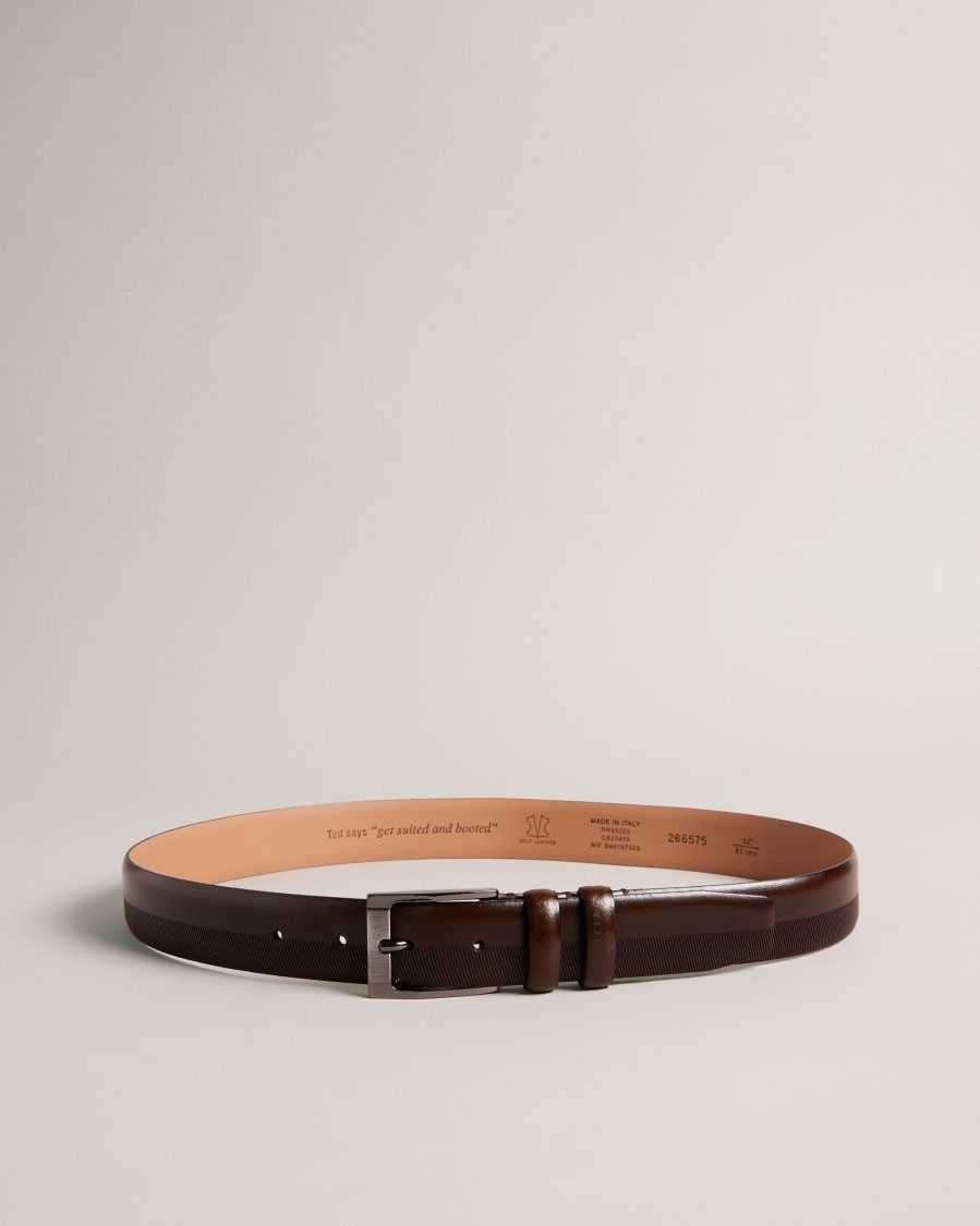 Ted Baker Harvii Etched Leather Belt Brown-Chocolate | 7264913-IO