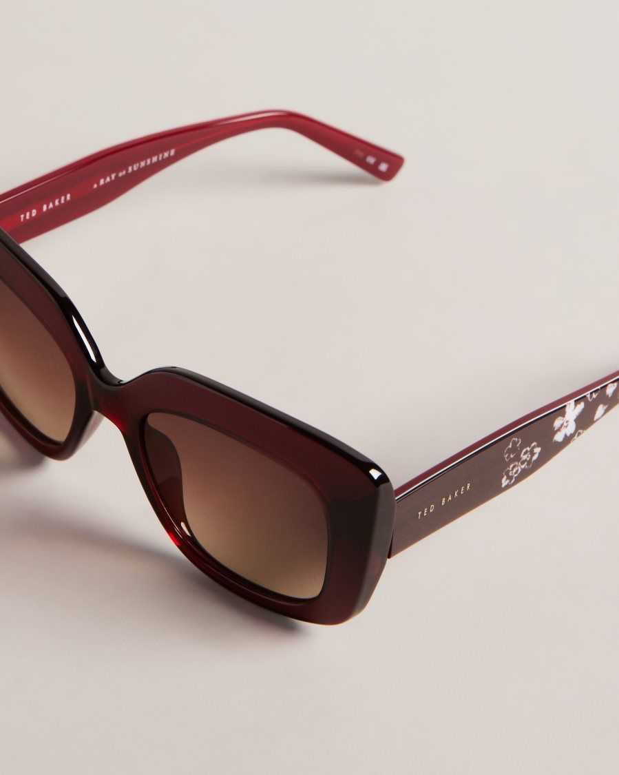 Ted Baker Hatties Oversized Chunky Square Sunglasses Dark Red | 6421389-VT