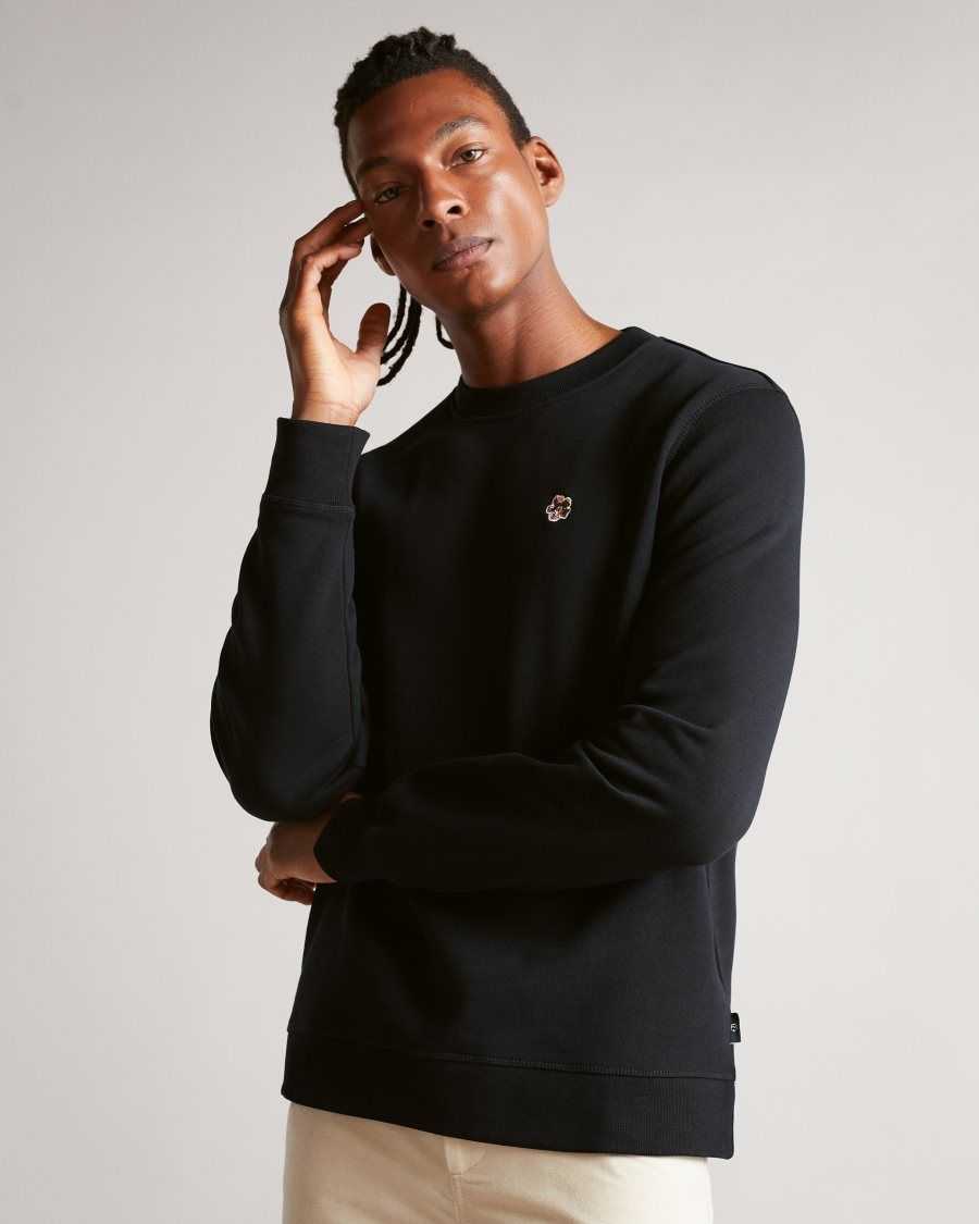 Ted Baker Hatton Long Sleeve Sweatshirt Black | 4103587-GY