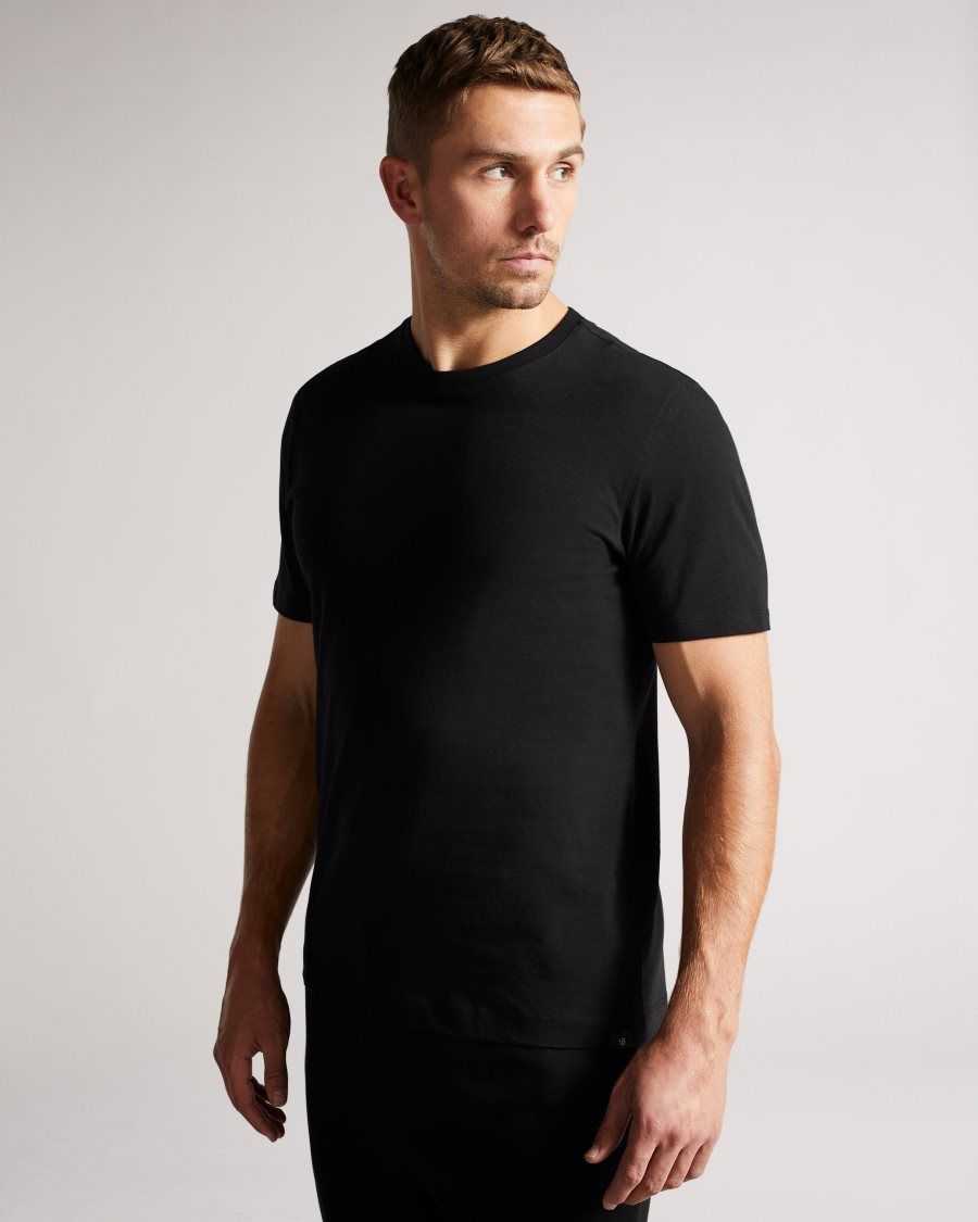 Ted Baker Hawking Short Sleeve Plain T Shirt Black | 7935184-VE