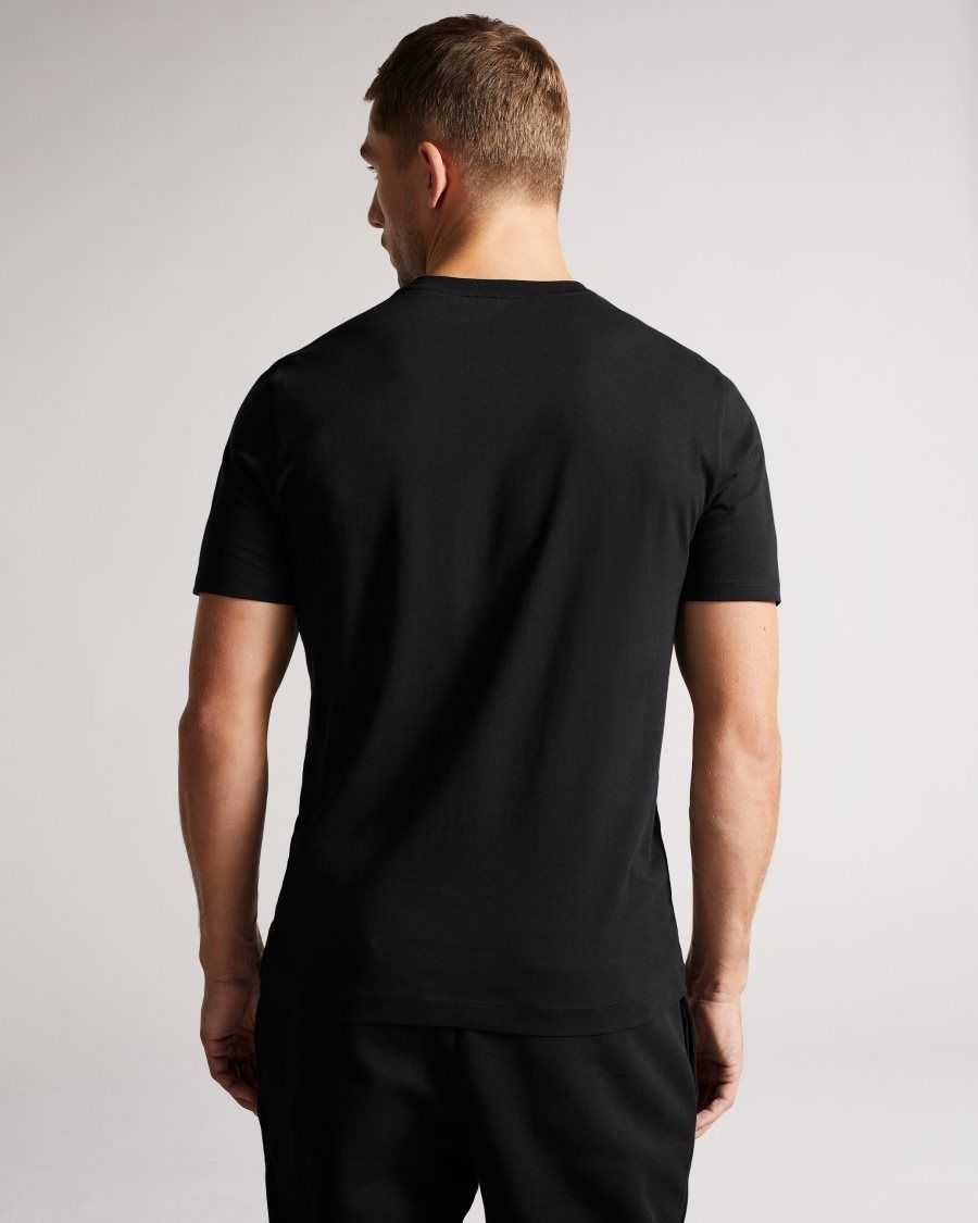 Ted Baker Hawking Short Sleeve Plain T Shirt Black | 7935184-VE