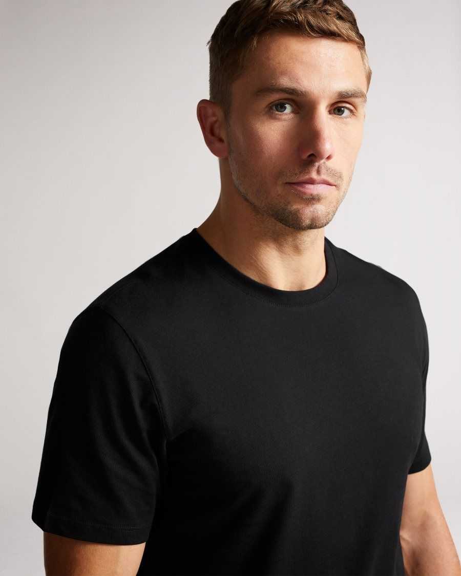 Ted Baker Hawking Short Sleeve Plain T Shirt Black | 7935184-VE