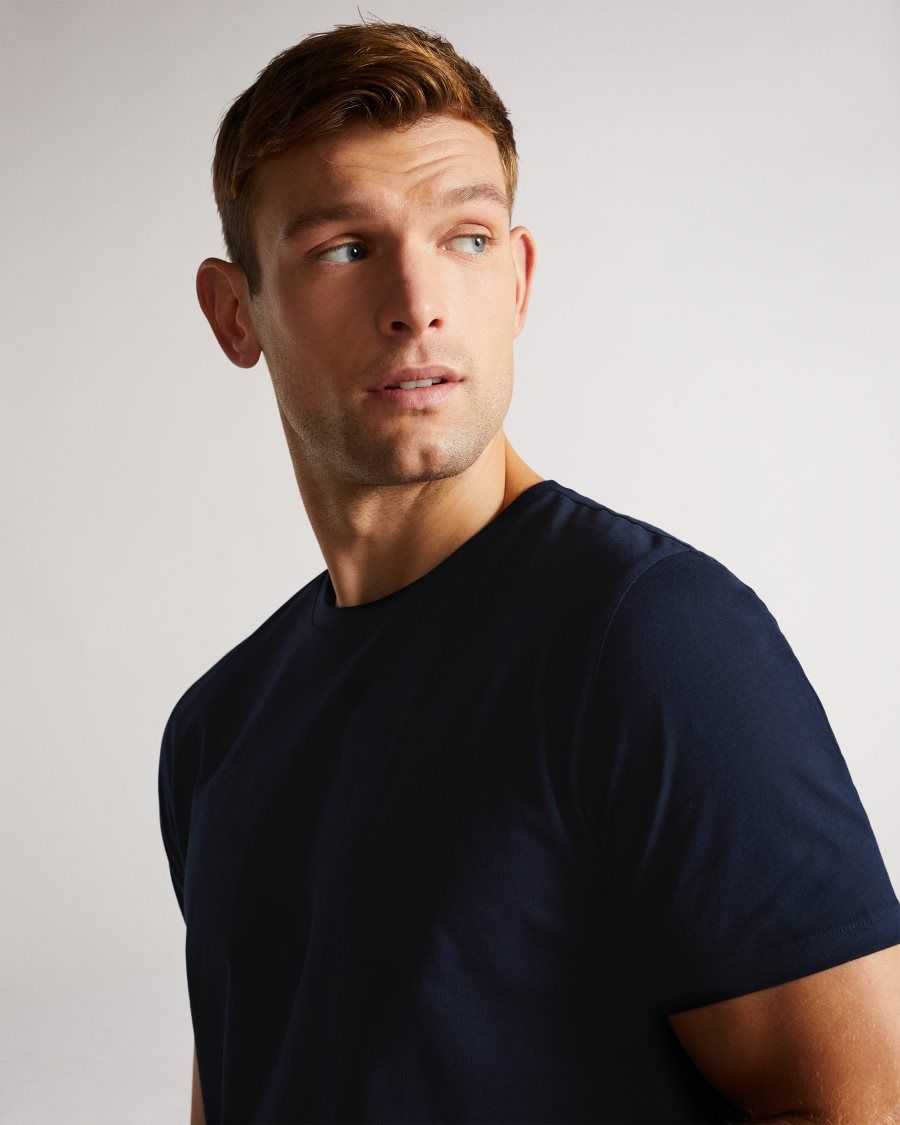 Ted Baker Hawking Short Sleeve Plain T Shirt Navy | 8732649-UF