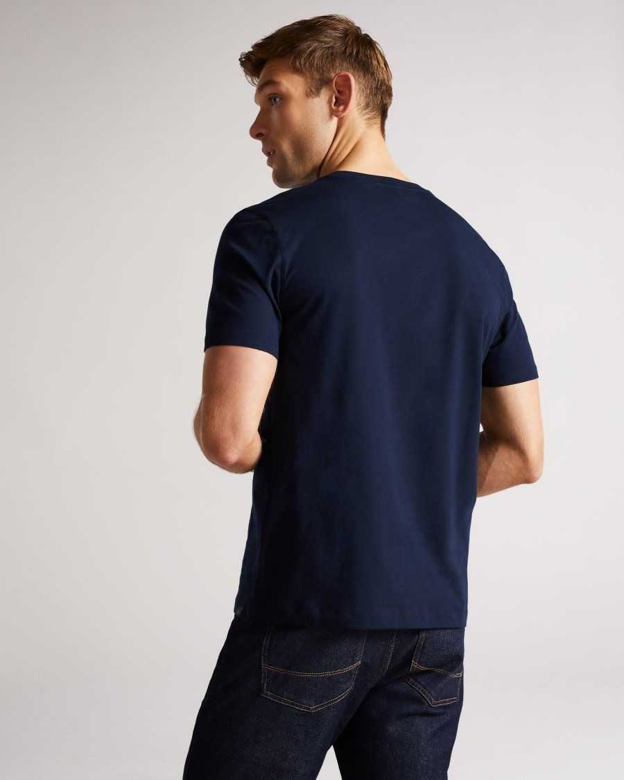 Ted Baker Hawking Short Sleeve Plain T Shirt Navy | 8732649-UF