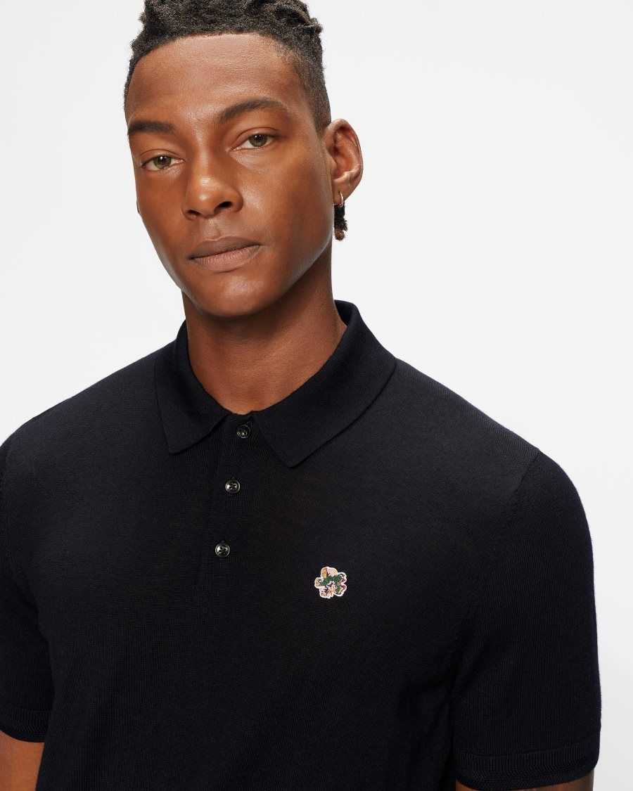 Ted Baker Haworth Short Sleeve Knitted Polo Shirt Dark Navy | 0837416-JI