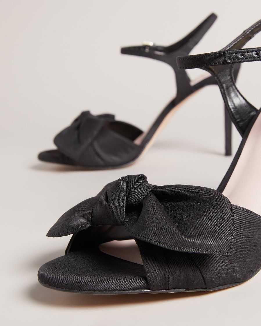 Ted Baker Heevia Moire Satin Bow Heeled Sandals Black | 2741980-CL