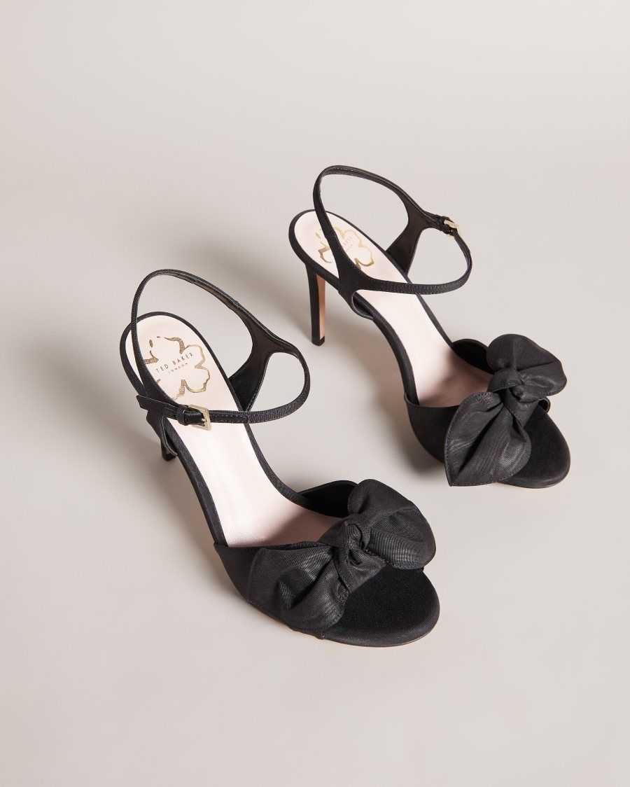 Ted Baker Heevia Moire Satin Bow Heeled Sandals Black | 2741980-CL