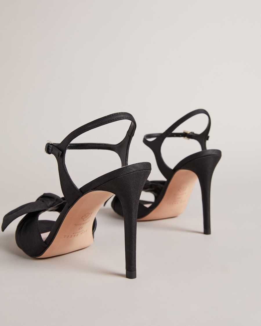 Ted Baker Heevia Moire Satin Bow Heeled Sandals Black | 2741980-CL