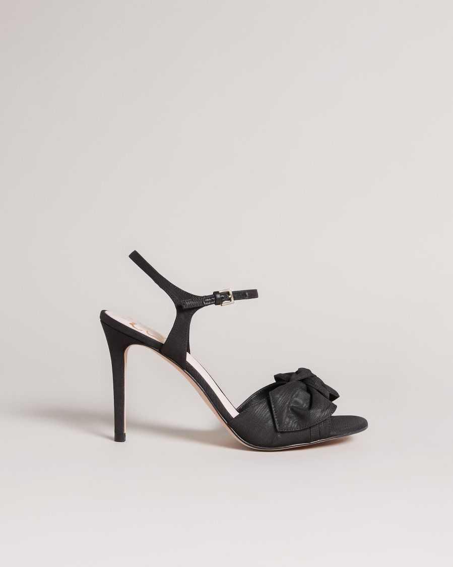 Ted Baker Heevia Moire Satin Bow Heeled Sandals Black | 6581370-QG