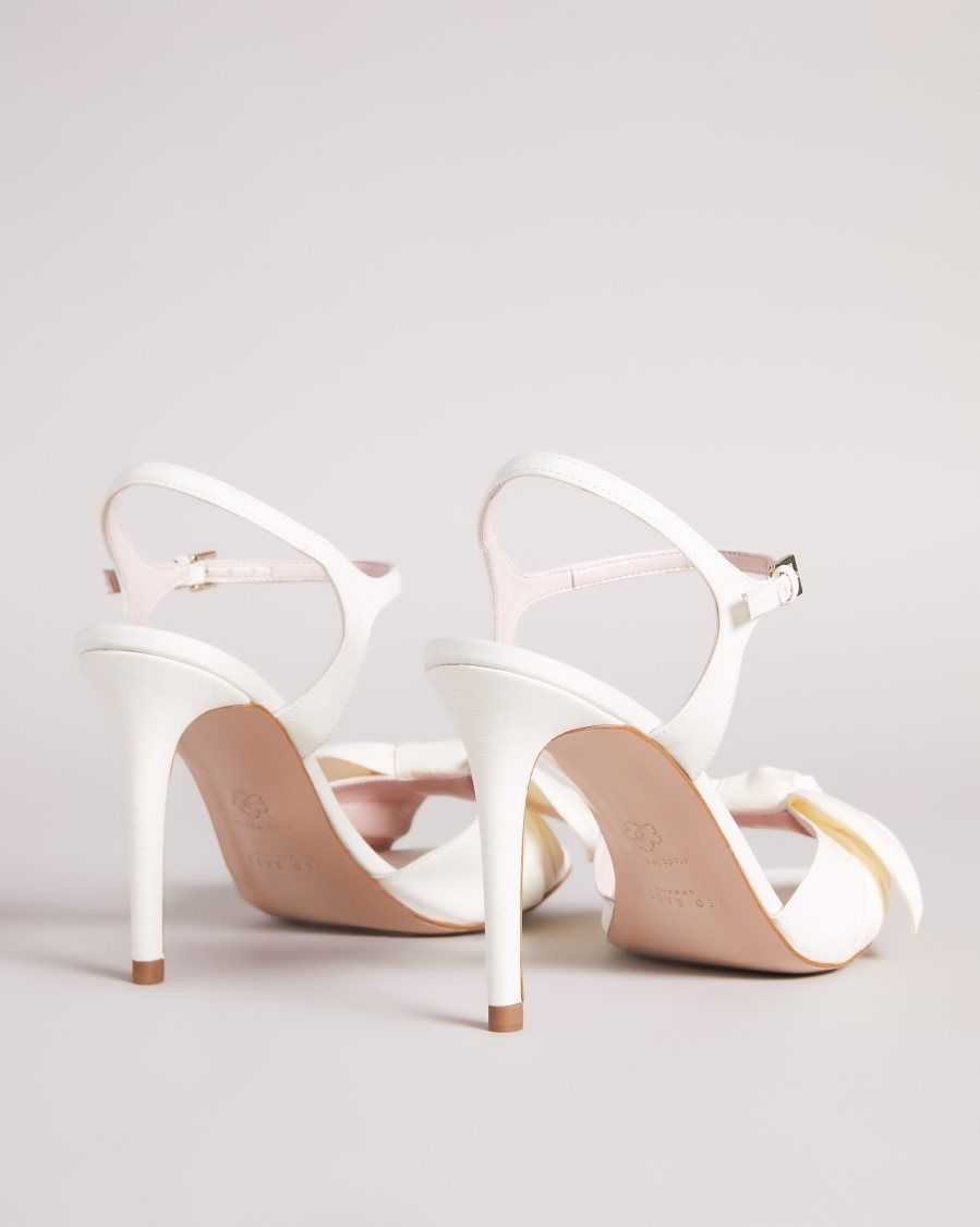 Ted Baker Heevia Moire Satin Bow Heeled Sandals Ivory | 7038264-SW