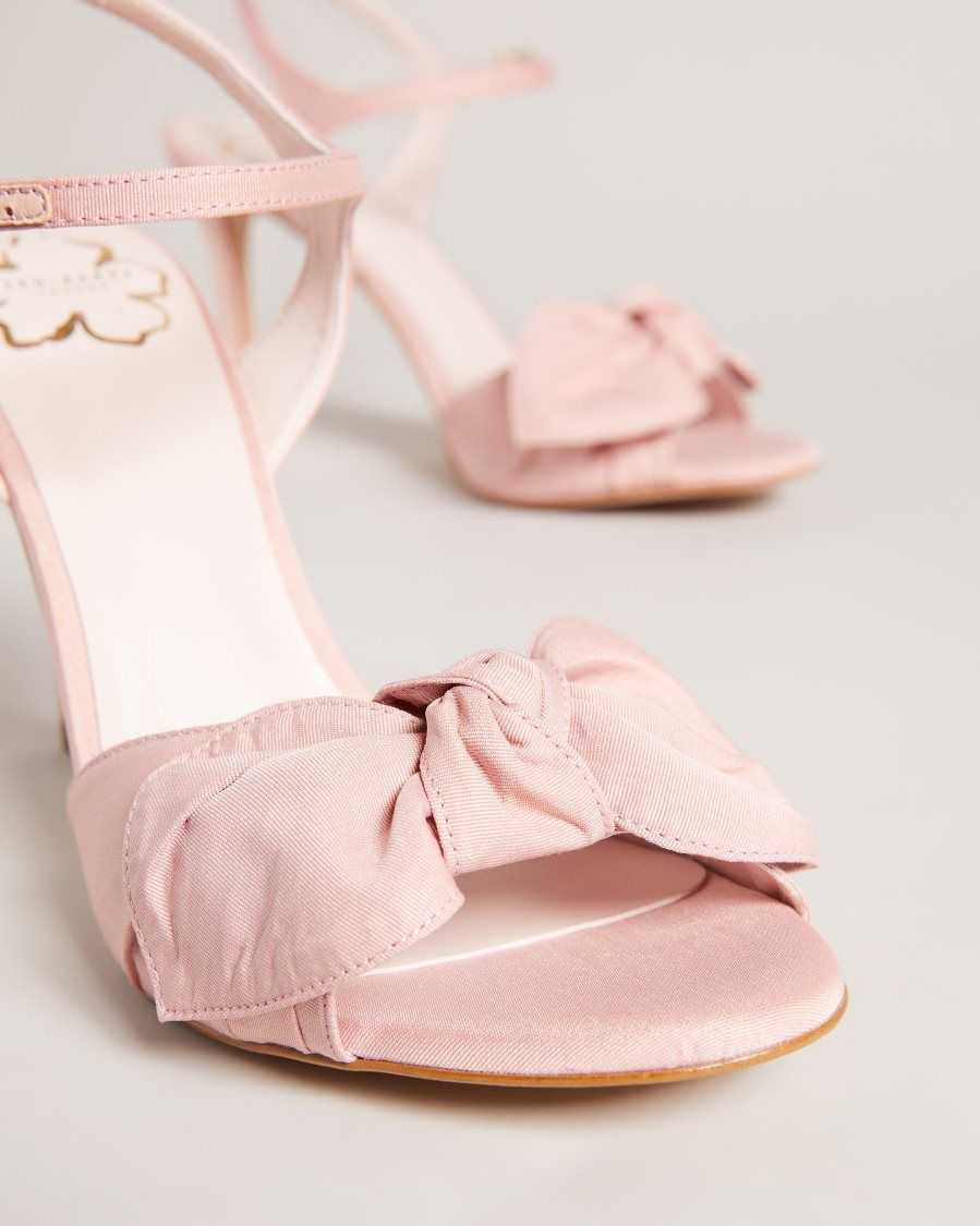 Ted Baker Heevia Moire Satin Bow Heeled Sandals Dusky Pink | 8635702-TY