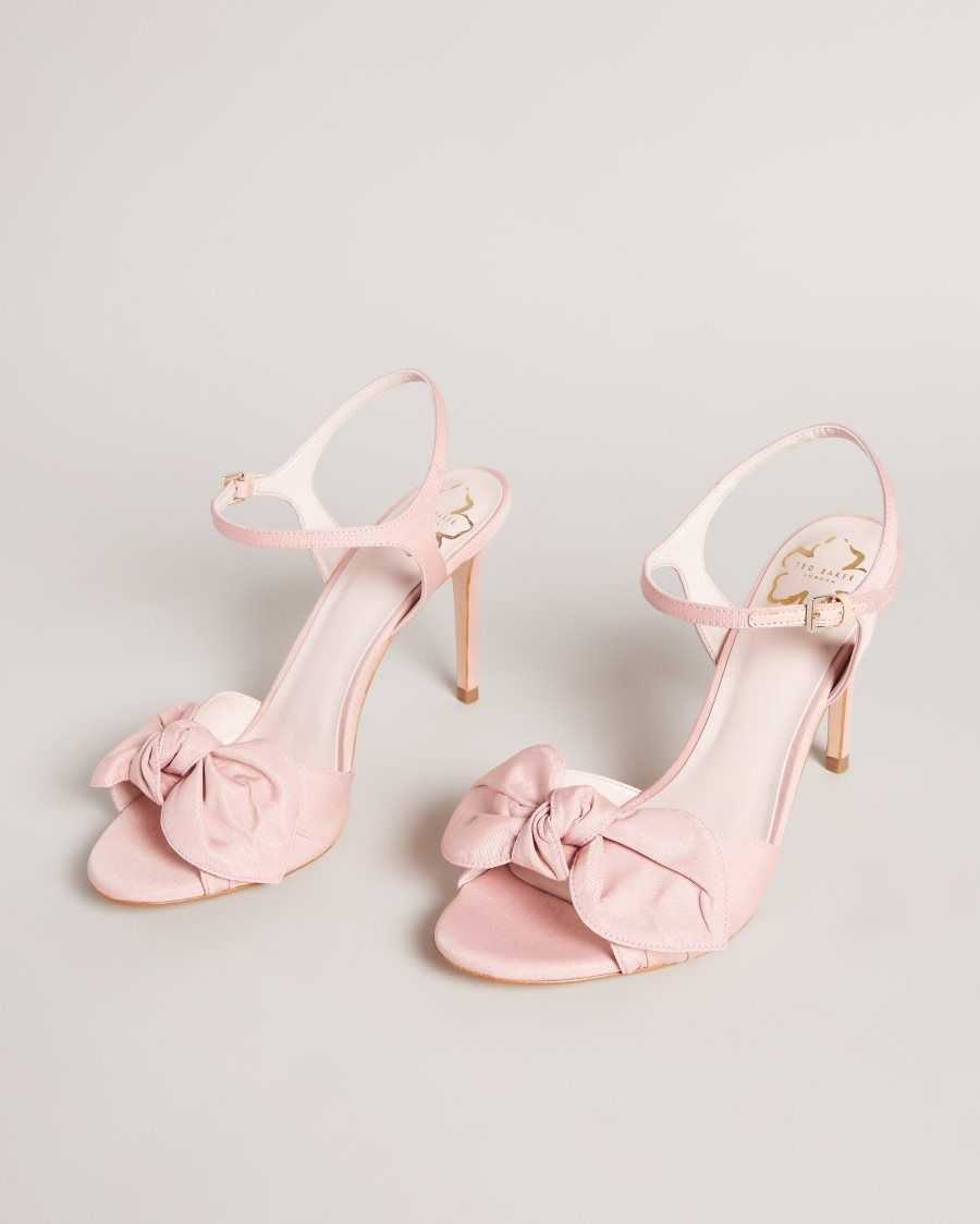 Ted Baker Heevia Moire Satin Bow Heeled Sandals Dusky Pink | 8635702-TY