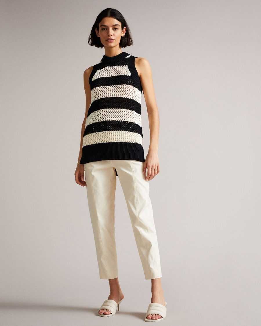 Ted Baker Heide Open Stitched Striped Tank Top White | 4953162-OG