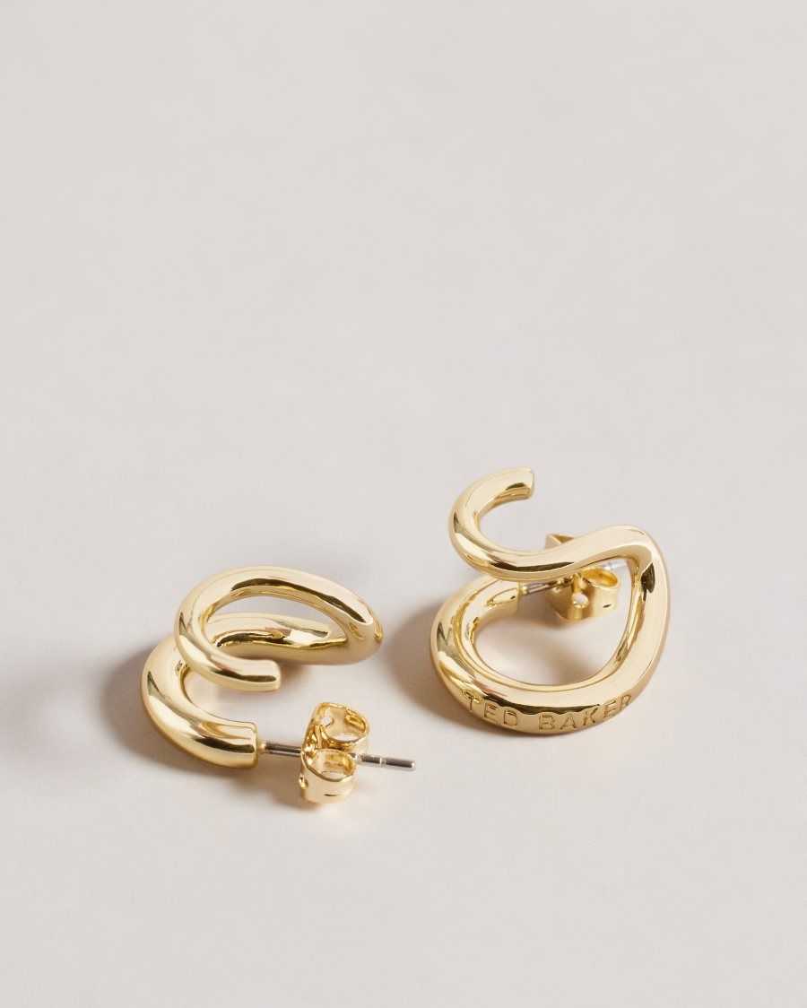 Ted Baker Hennriy Double Hoop Earrings Gold Colour | 0276439-NQ