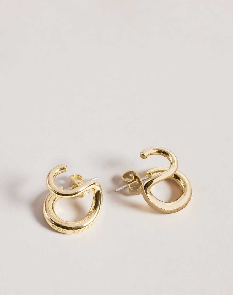 Ted Baker Hennriy Double Hoop Earrings Gold Colour | 0276439-NQ