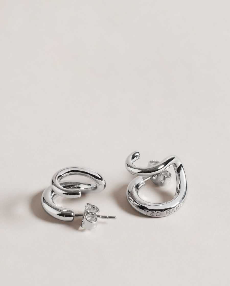 Ted Baker Hennriy Double Hoop Earrings Silver Colour | 2583067-OD