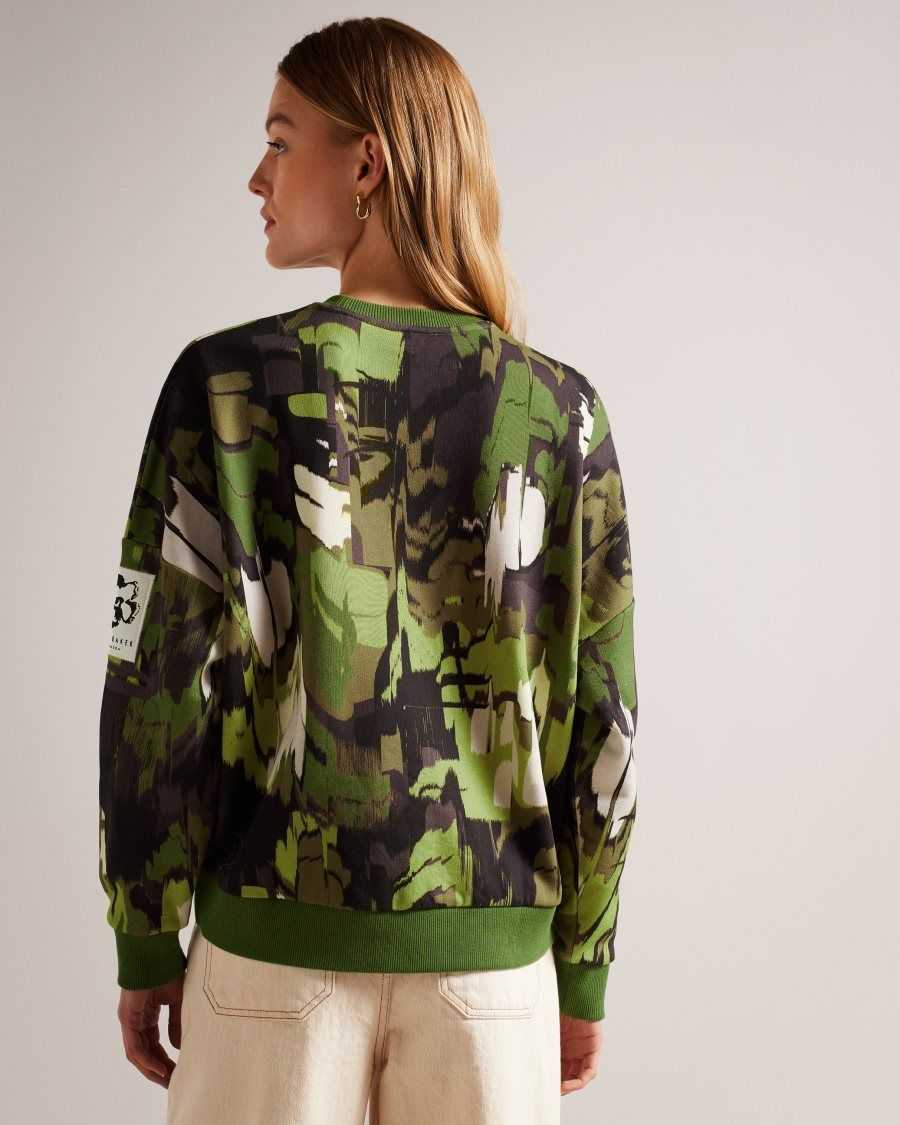 Ted Baker Hensely Flocked Camo Print Jumper Light Green | 7630249-AW