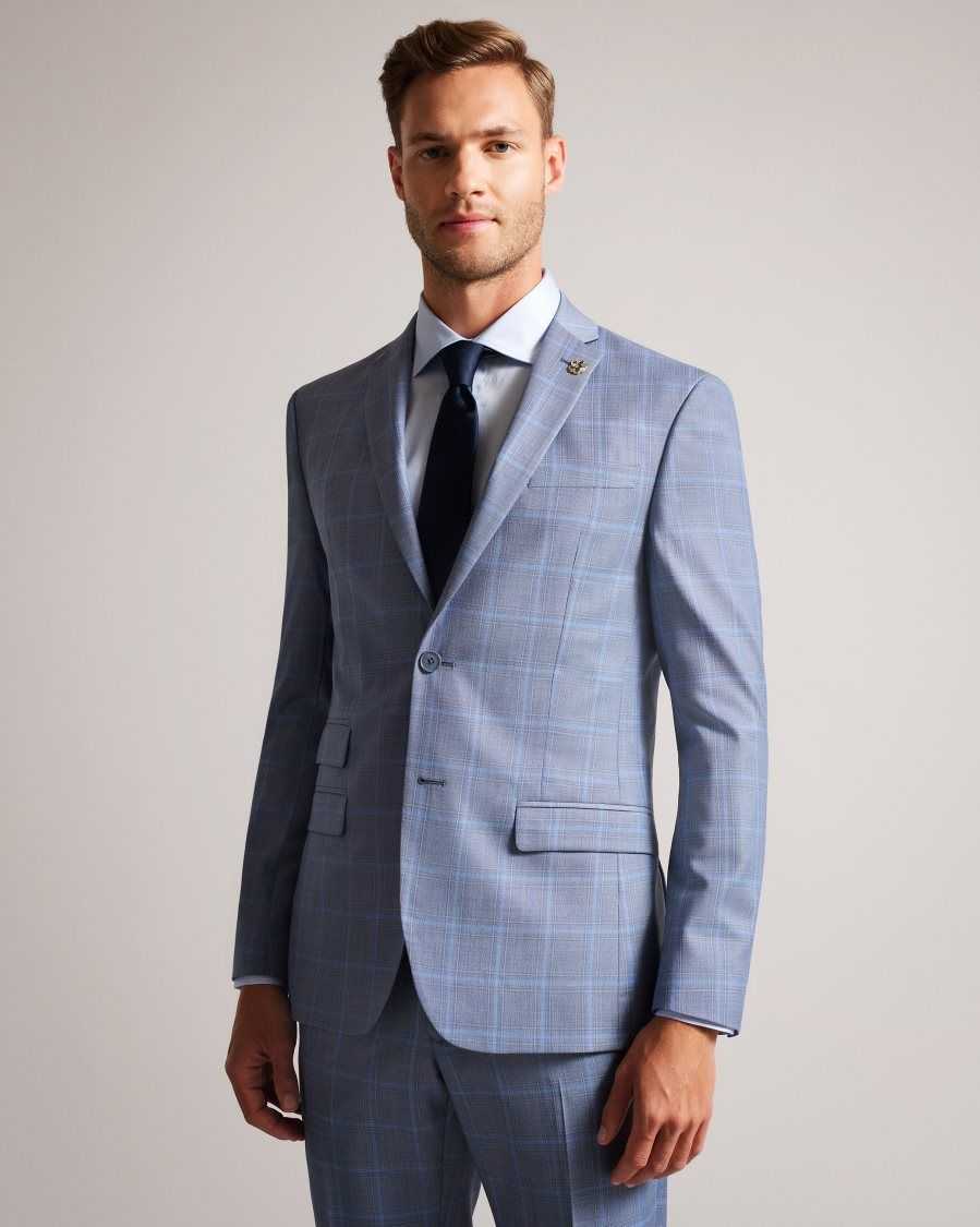 Ted Baker Hernejs Wool Check Suit Jacket Blue | 3479516-OG