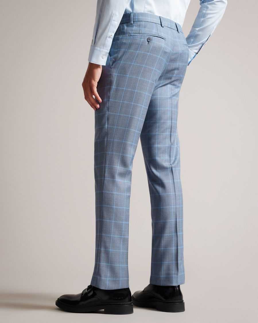 Ted Baker Hernets Pure Wool Check Suit Trousers Blue | 8193527-XG