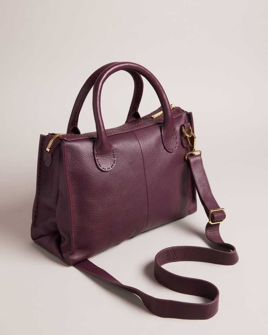 Ted Baker Hickory Stitching Detail Wide Tote Bag Deep Purple | 1294607-LD