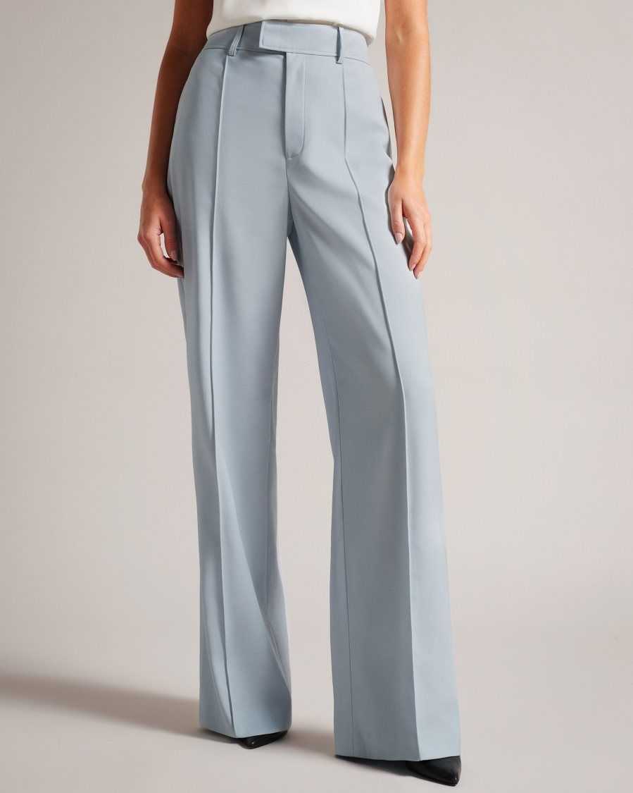 Ted Baker Hildiat High Waisted Wide Leg Trousers Baby Blue | 6273491-OD