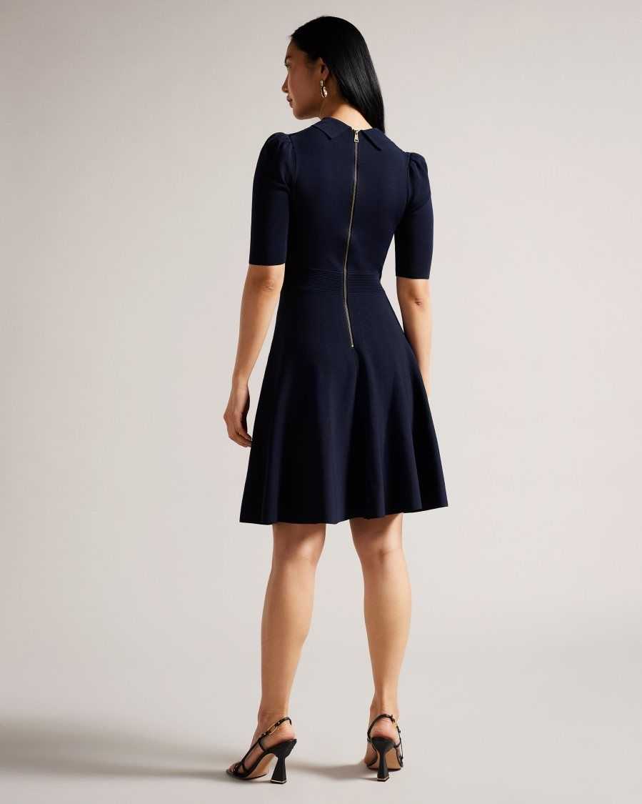 Ted Baker Hillder Delicate Pointelle Knit Dress Dark Blue | 5194723-ZU