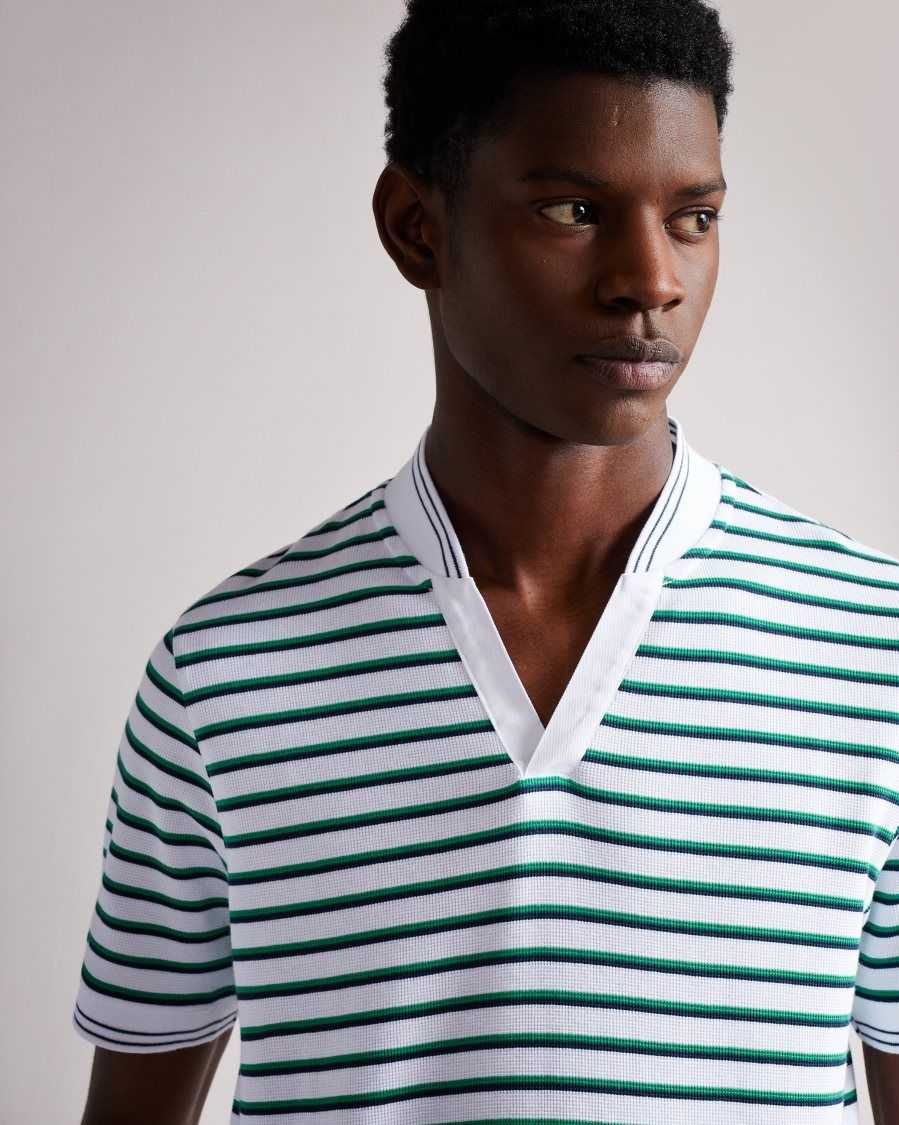 Ted Baker Horder Short Sleeve Striped Shirt Green | 4825760-GZ