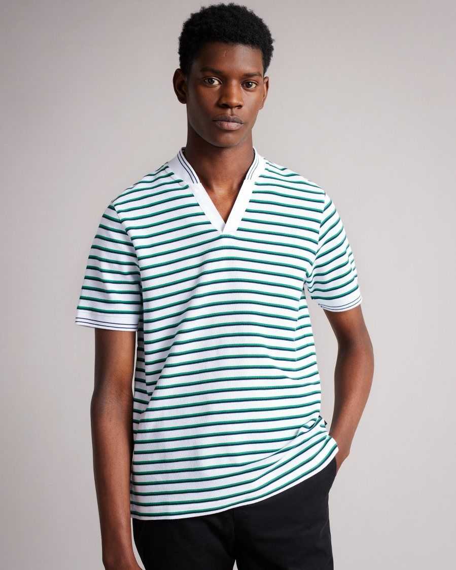 Ted Baker Horder Short Sleeve Striped Shirt Green | 4825760-GZ