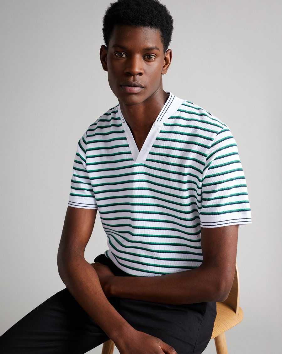 Ted Baker Horder Short Sleeve Striped Shirt Green | 4825760-GZ