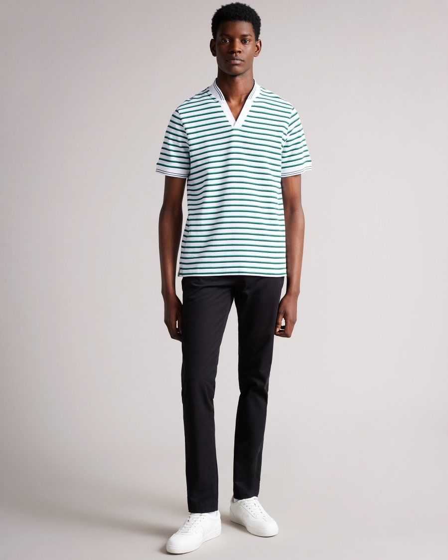 Ted Baker Horder Short Sleeve Striped Shirt Green | 4825760-GZ