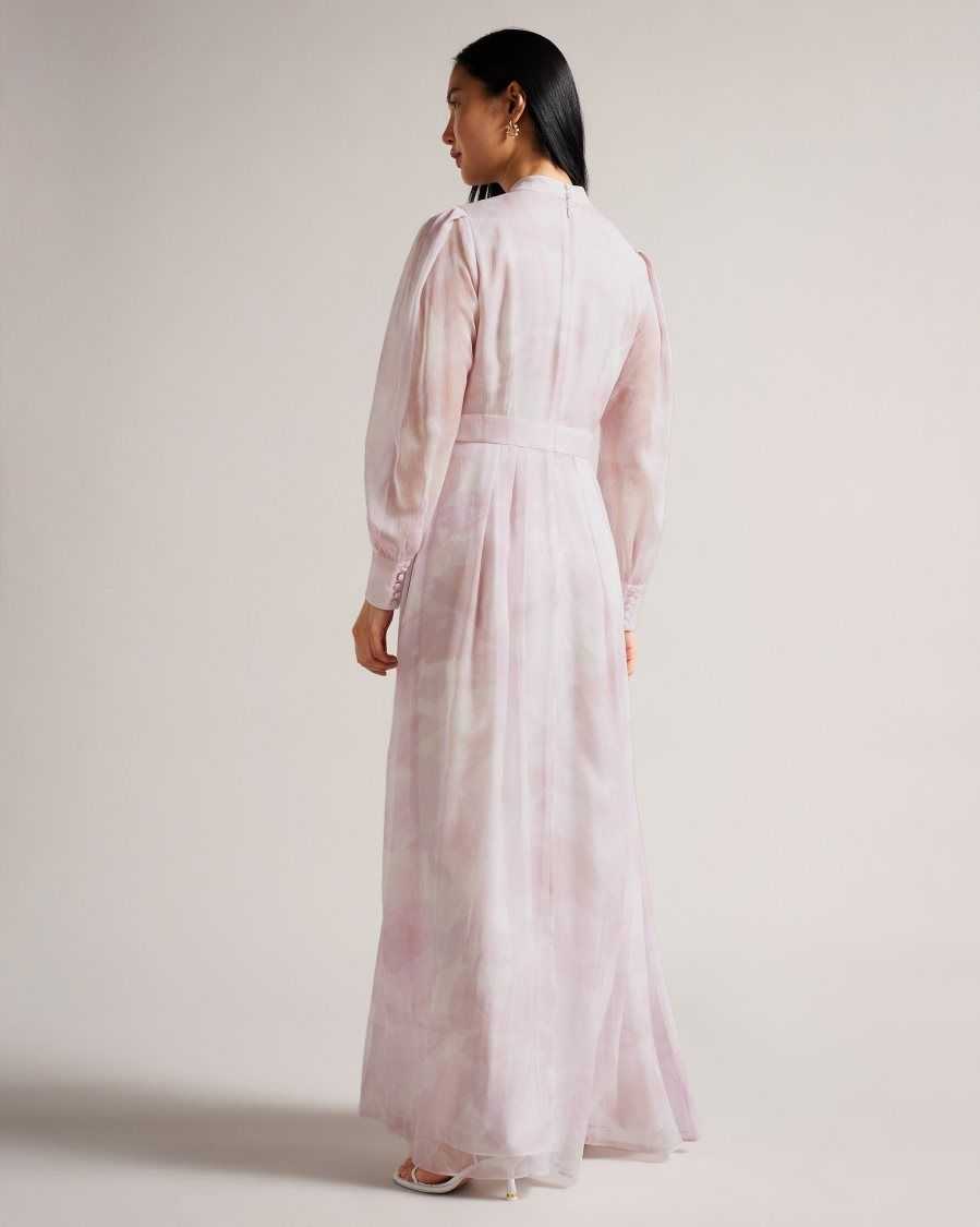 Ted Baker Huron Long Sleeve Maxi Dress With Blouson Sleeve Pink | 2149768-NS