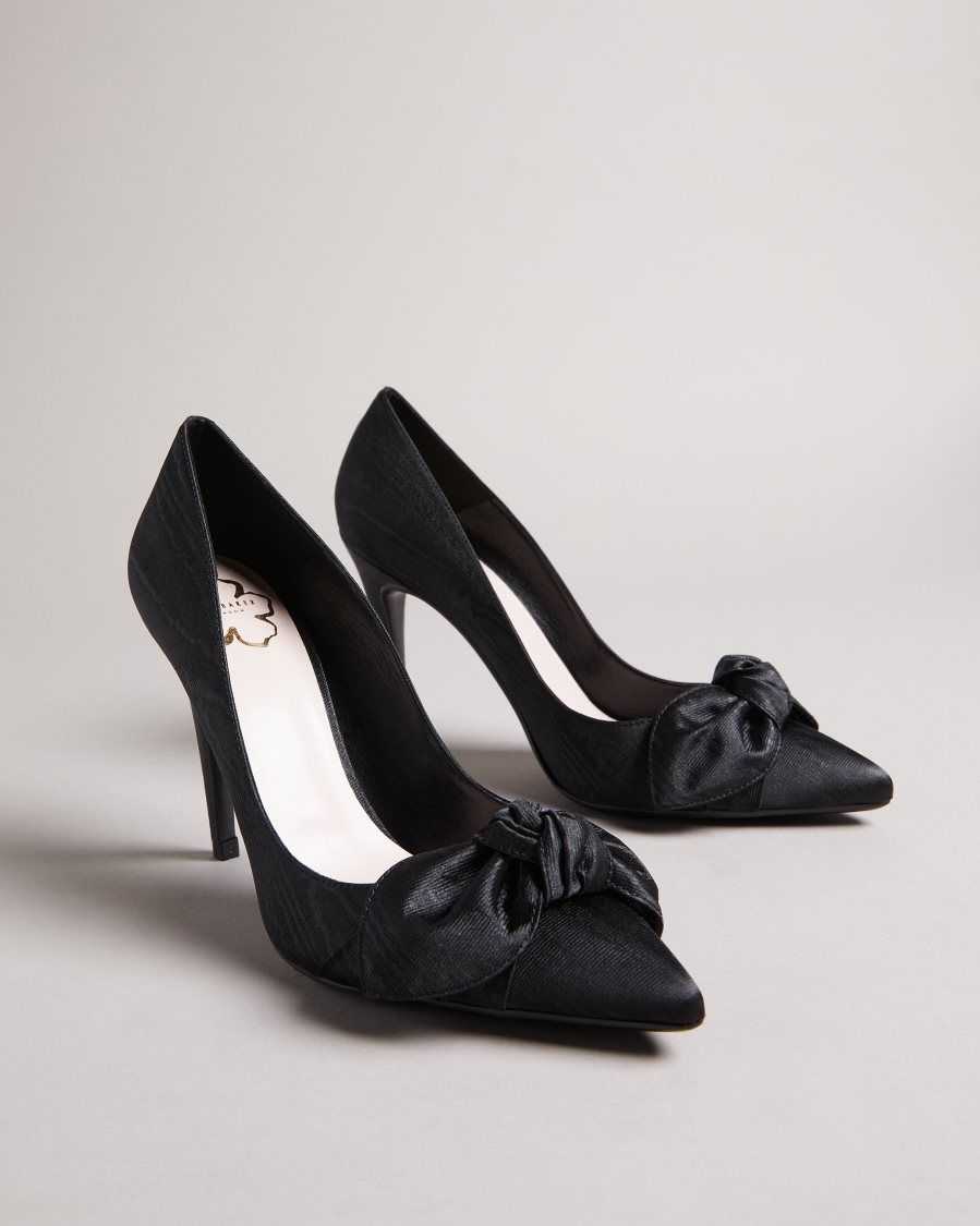 Ted Baker Hyana Moire Satin Bow Court Shoes Black | 1506492-UX