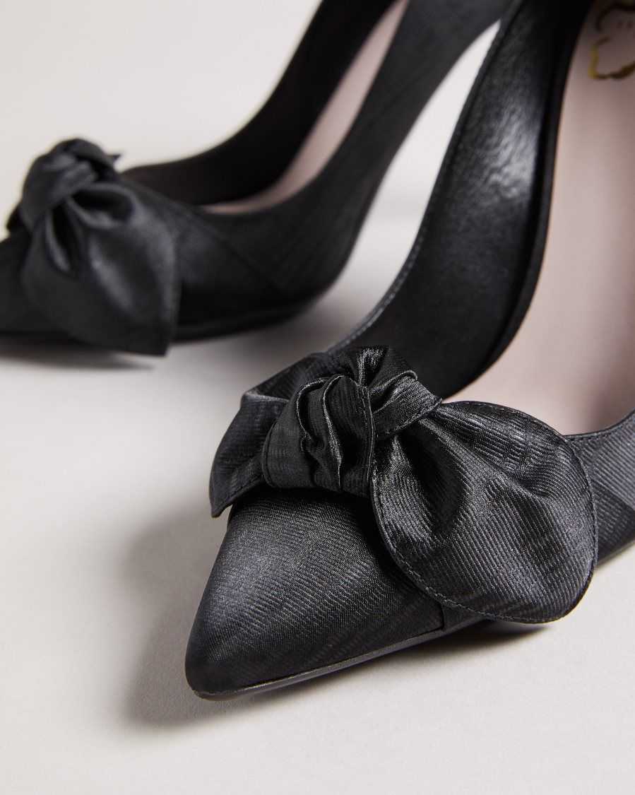 Ted Baker Hyana Moire Satin Bow Court Shoes Black | 1506492-UX